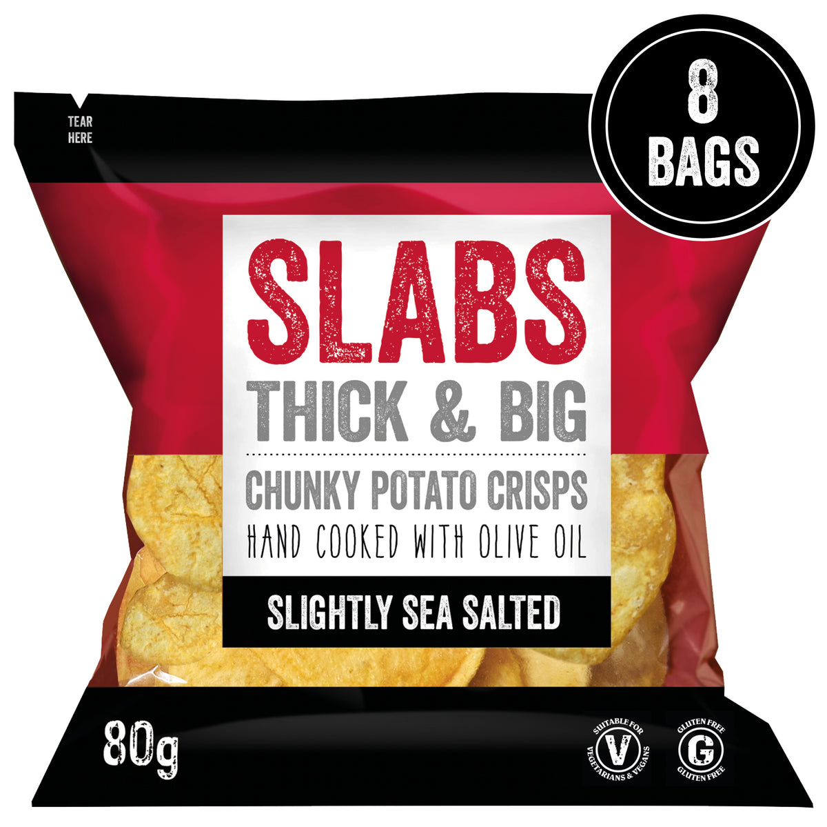 SLABS SLIGHTLY SEA SALTED 80g (2.8oz) box of 14 bags
