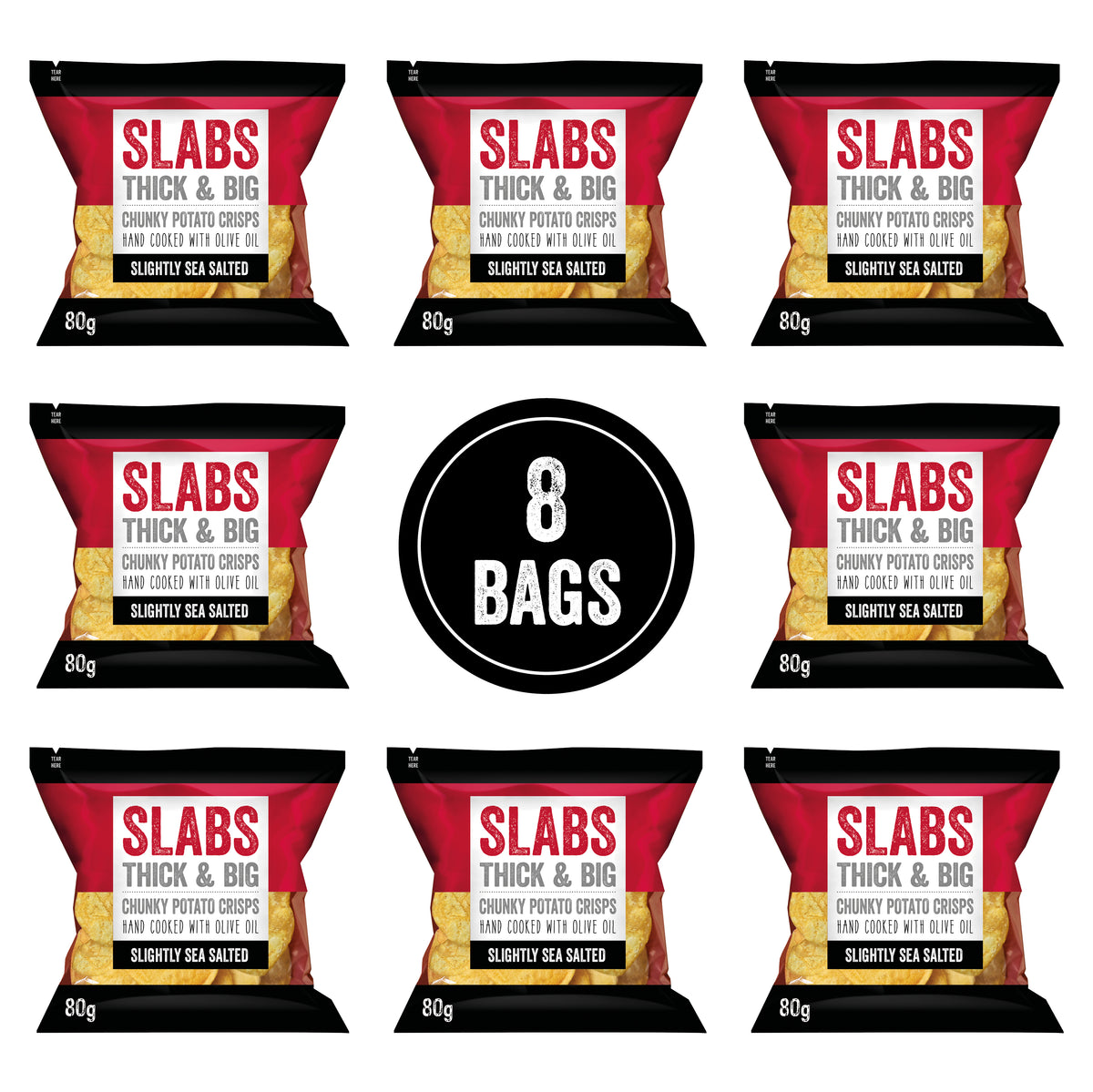 SLABS SLIGHTLY SEA SALTED 80g (2.8oz) box of 14 bags