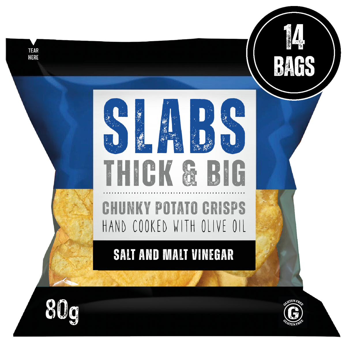 SLABS SALT & MALT VINEGAR 80g (2.8oz) box of 14 bags