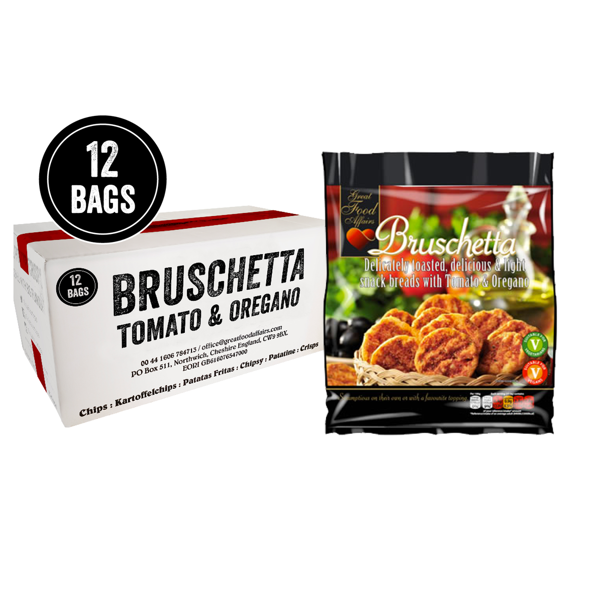 Bruschetta Tomato & Oregano bread 150g (5.3oz) big box of 12 bags