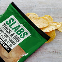 SLABS CHEESE & ONION 80g (2.8oz) box of 8 bags for a Tenner