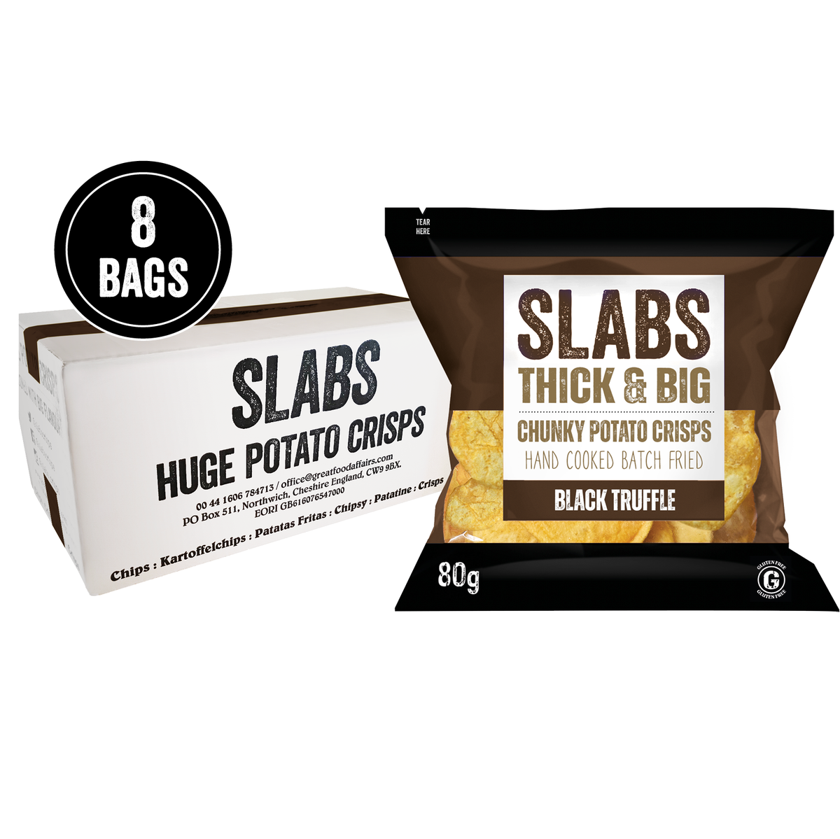 SLABS BLACK TRUFFLE 80g (2.8oz) box of 8 bags