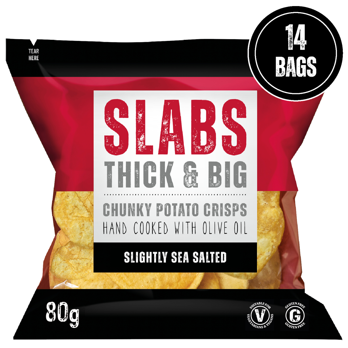 SLABS SLIGHTLY SEA SALTED 80g (2.8oz) box of 14 bags