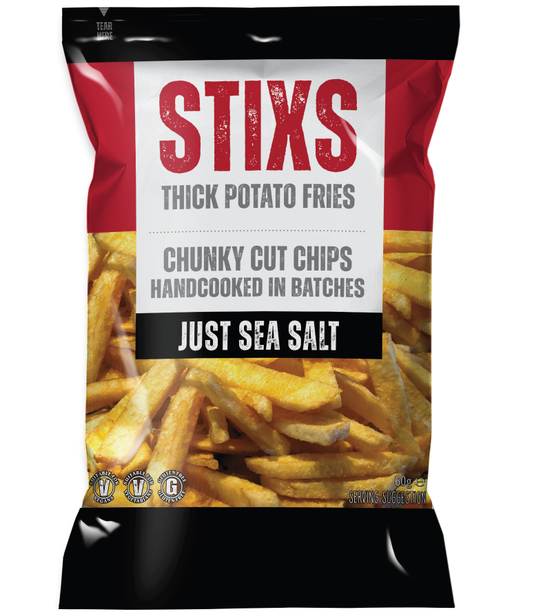 STIXS CHUNKY POTATO CHIPS WITH JUST SEA SALT 60g (2.1oz) bag