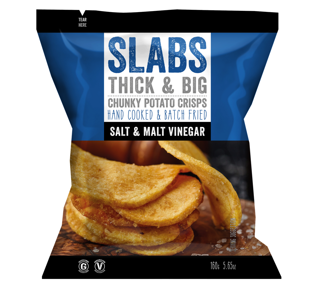 SLABS SALT & MALT VINEGAR 160g (5.6oz) huge sharing bag
